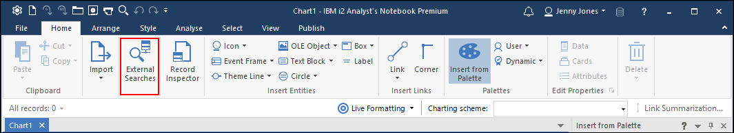 Analyst's Notebook Premium External Searches Button