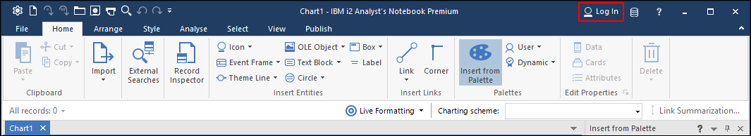 Analyst's Notebook Premium Log In Button