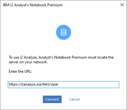 Analyst's Notebook Premium Server Url Dialog